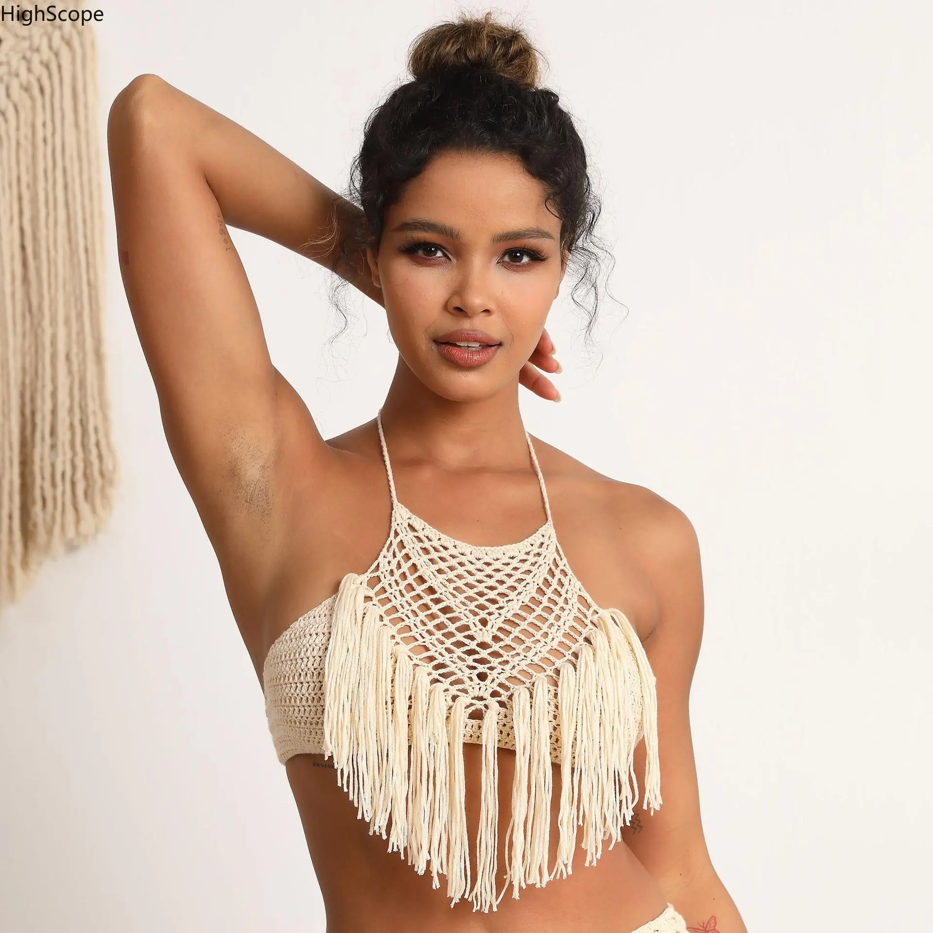 Boho Crochet Fringed Bikini Top