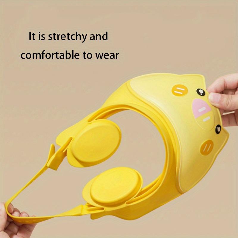Adjustable leak-proof baby shower cap, cute cartoon cat design - baby products, waterproof PP material, suitable infants and toddlers, 0+ months, pink/blue/yellow, newborn essentials, baby products clearance