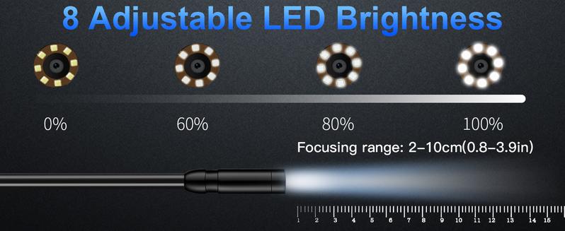 Endoscope Camera with Light - 4.3" LCD Screen Inspection Cameras,IP67 Waterproof Borescope with 8 Adjustable LED Lights,HD 1080P Endoscope Camera 16.5ft Semi-Rigid Cord,gifts for men tools and gadgets