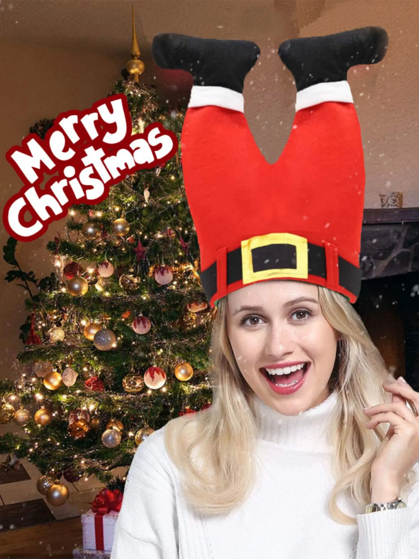Christmas Decoration Creative Funny Leg Cap Adult Santa Hat Clown Hat Party Activity, Festive Holiday Accessory for Celebrations