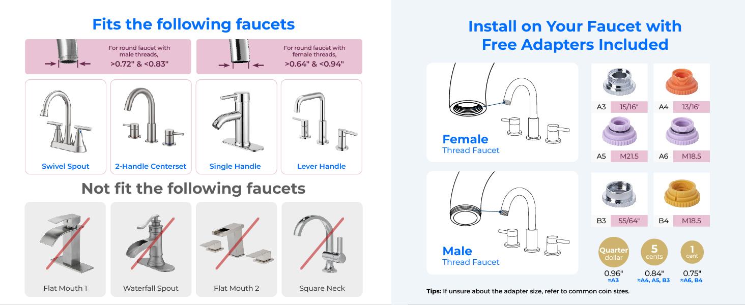 Waterdrop Sink Filter Water Faucet for Skin Care, Bathroom Faucet Filter, 320 Gallons, NSF Certified Water Purifier, 0.01μm Ultra-Filtration System, Reduces Chlorine Lead-Free Material, 1 Filter Pink