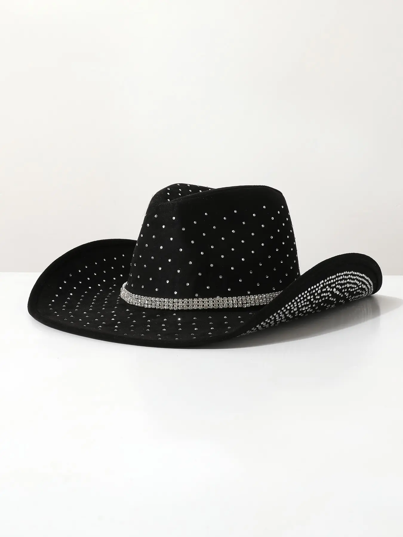 Women's Leather Hat with Rhinestones, Boho Style Western Cowboy Hat, Cowgirl Hat, Perfect for Music Festivals, Retro Parties, Costume Nights, All Seasons