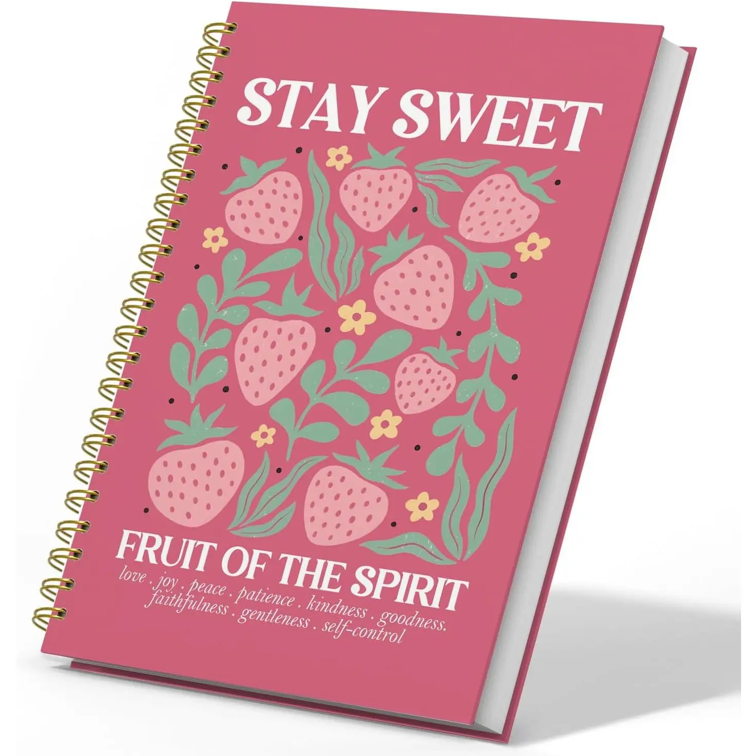 Strawberry  Notebook Journal for Women Teen Girls, Fruit of The Spirit Journaling Notebooks for Women  Study Writing Notes, School Office Supplies Spiral Notebook, 5.5x8.3