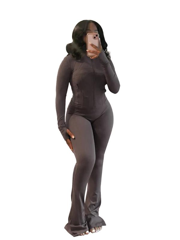 Fall Women Clothes Two Piece Flared Pants Tracksuits Set Casual Gym Active Wear 2 Piece Set Lounge Womens Matching Sets Womenswear Comfort