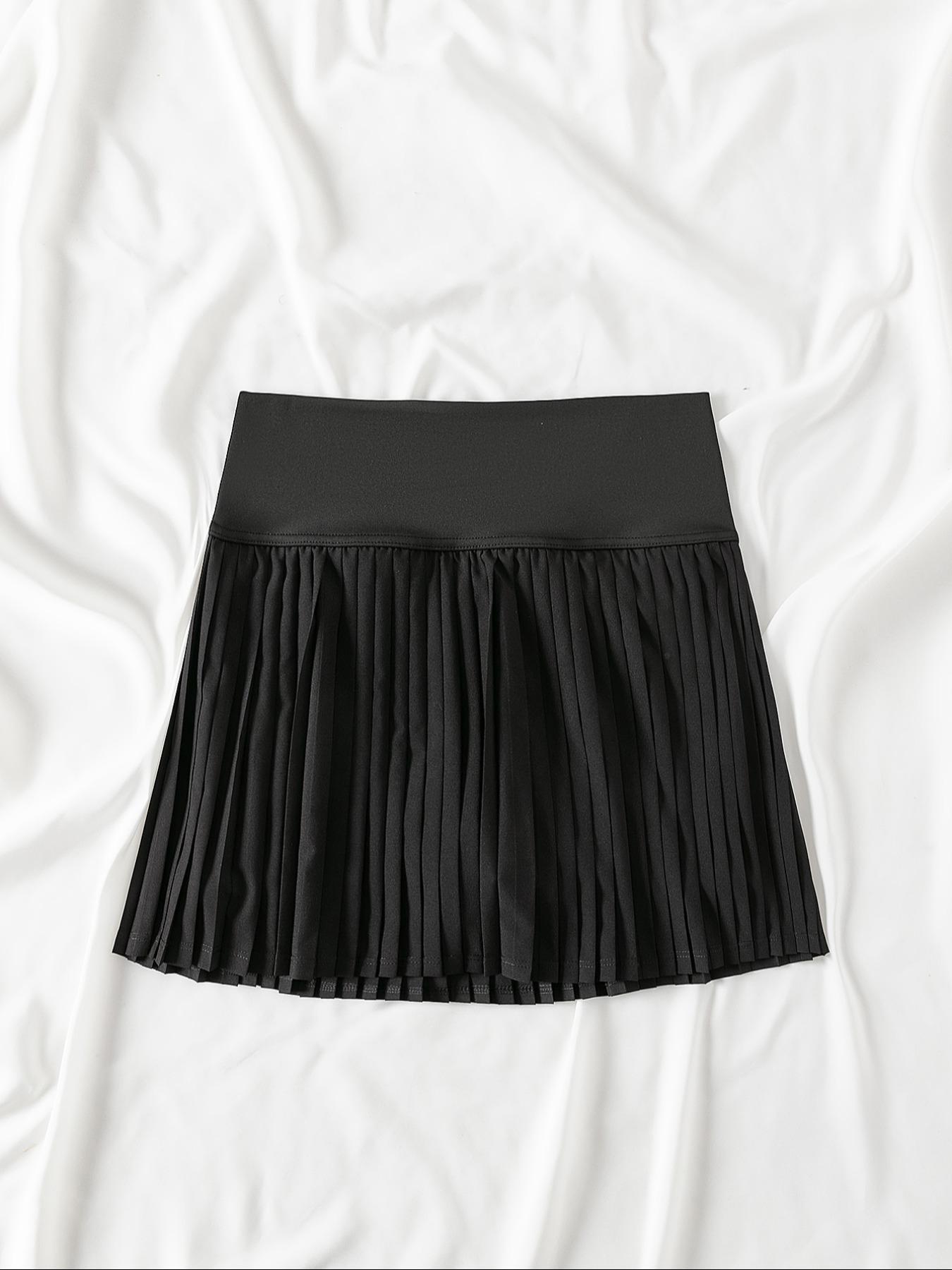 Women's 2-IN-1 Pleated Sports Skorts, Sporty Solid Comfy Quick Drying Gym Shorts for Summer Tennis Exercise Workout, Summer Clothes Women, Ladies' Sportswear Clothing