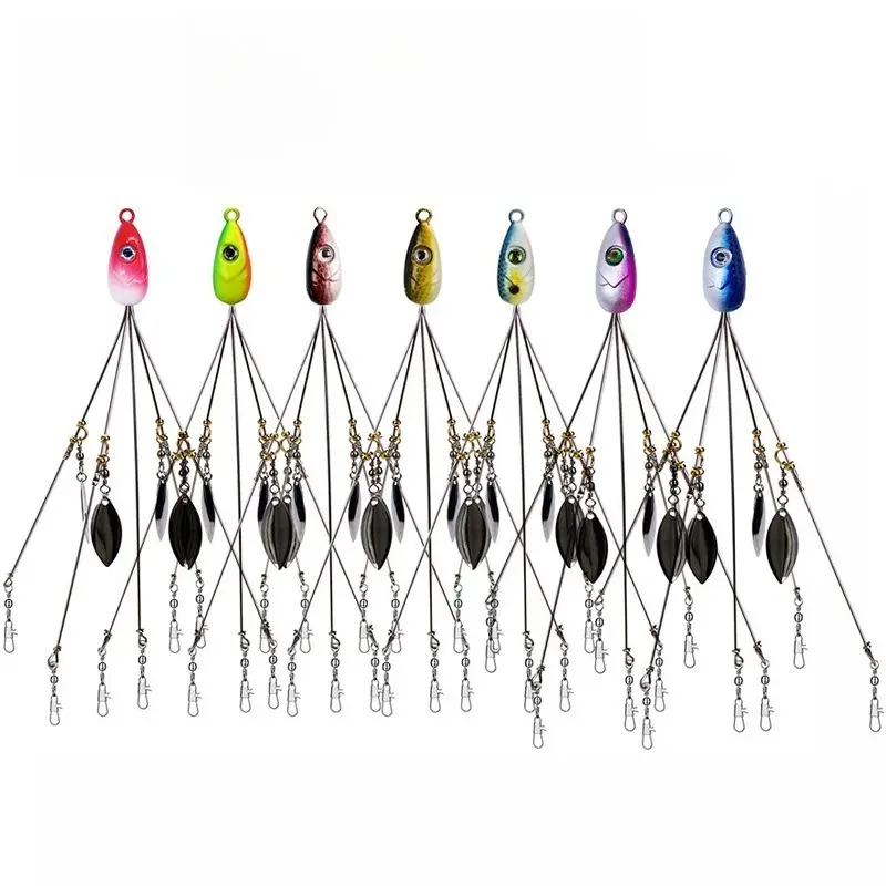 DeepJaw Outfitters Alabama Rig Saltwater Fishing Setup - 0.63oz/18g 5-Arm Frame Predator Lure with Reflective Blades, Multi-Color Artificial Bait Tackle for Saltwater Inshore Predator Fish, Fishing Lures, Fishing Equipment Lures