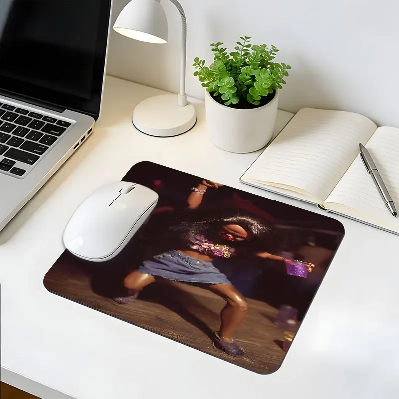 Y2K Party Dancing Doll Small Square Mouse Pad, Computer Mat, Desktop Decorative Protective Pad, Rubber Anti-Slip Lock-Edge Work Pad, Small Size Suitable for Laptop, Gaming, Work, Home Office and Daily Use, Desk Accessories, Computer Accessories for Desk
