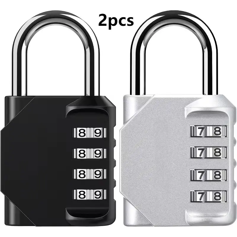 2 Pack Zinc Alloy 4 Digit Resettable Combination Padlock Weatherproof Outdoor Security Code Lock, Heavy Duty Rust-Proof Anti-Corrosion Small Password Lock with Thick Steel Shackle, Multi-Purpose Durable Safe Lock Ideal for School Lockers.