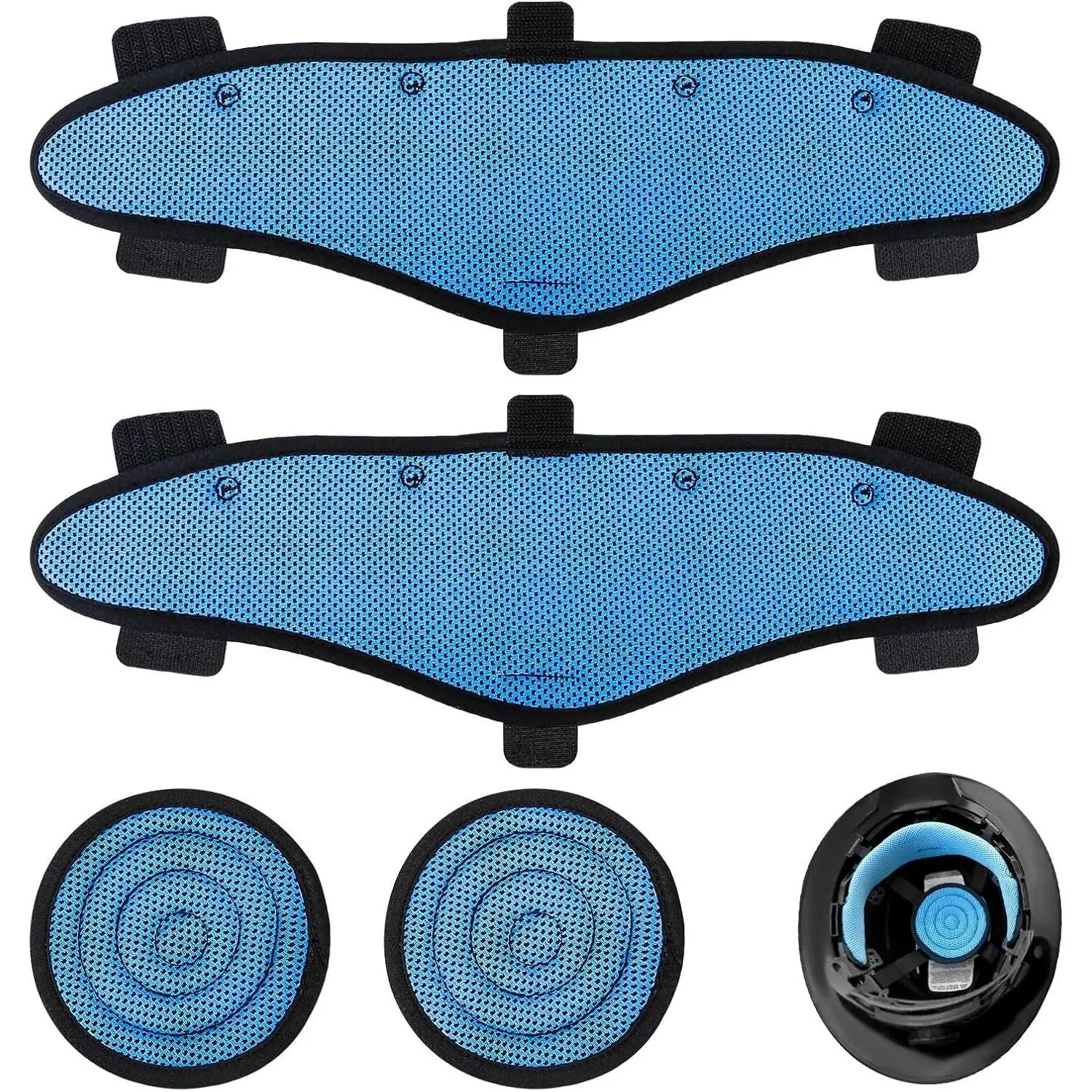 Hard Hat Top Pads and Sweatbands for Safety Helmet, Washable Hard Hat Cooling Liner Accessories Set, Suspension Sweat Band Replacement, Reusable Inserts Headband, Blue, 4 PCS