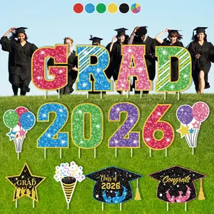Up to 70", 14PCS Large Graduation Yard Signs Class of 2026 with Sturdy Stakes, Weatherproof Fade-Resistant, Outdoor Jumbo Graduation Decoration Lawn Signs for College High School Party, Colorful