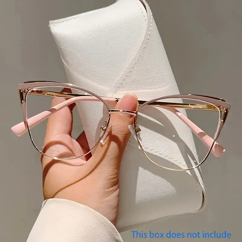 1pc Women's New Cat Eye Shaped Glasses, Elegant and Fashionable, Red, Metal Frame, Full Frame, with Metal Hinges, Suitable for Daily Wear, Party Decoration