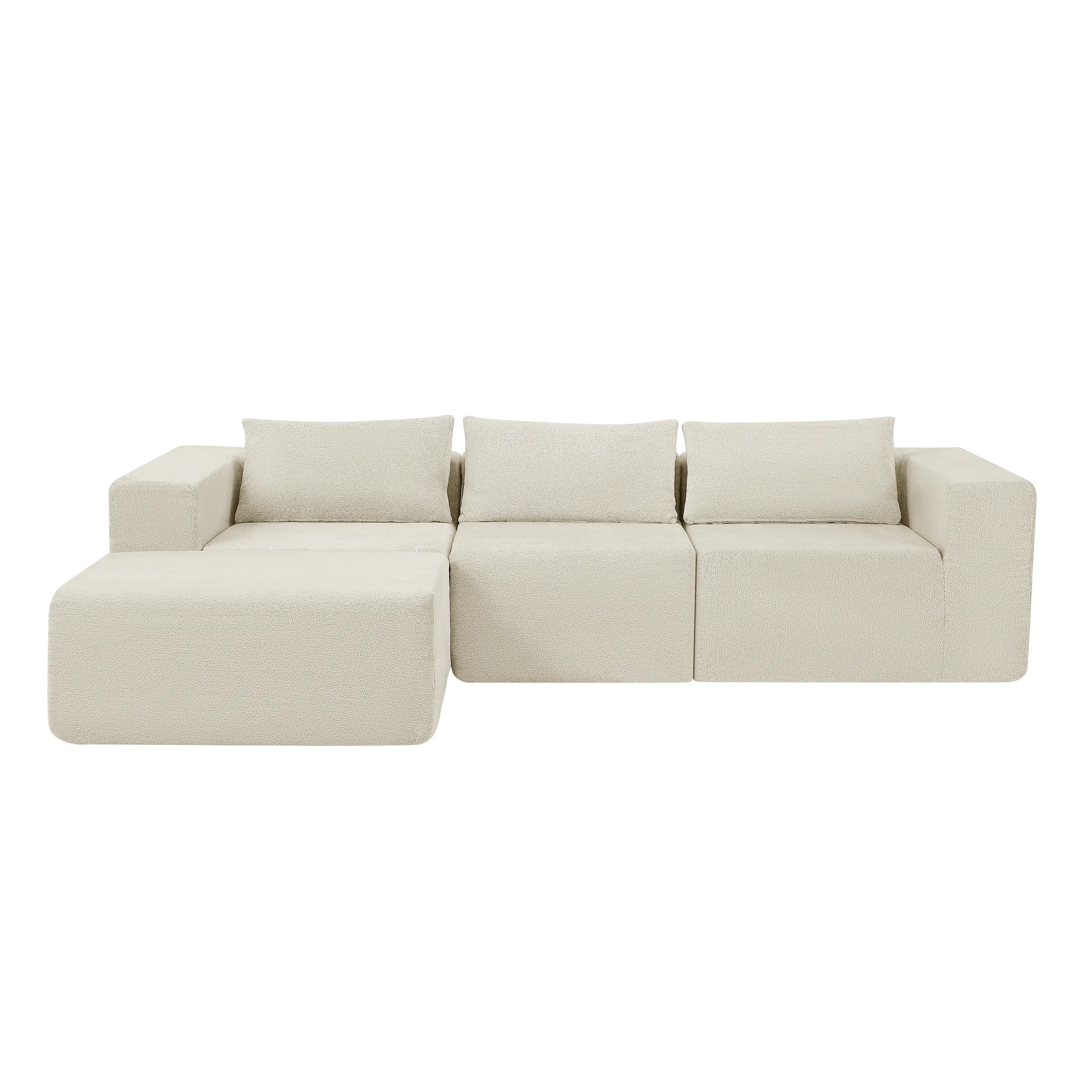 ARCH 107" Compressed Sectional Sofa for Living Room, Khaki Fabric Couch with L-Shape Design, Space-Saving Modular Sofa Set for Apartment, Easy Assembly, 1-Pack, Living Room Furniture for Apartment, Lounge, Family Room, Office and Home Seating