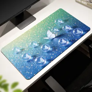 Premium White Butterfly With Sparkling Bubble Fantasy Illustration High Quality Mouse PadModern Office Gaming Comfort ExperienceNon?Slip Durable For Daily Work And Play 40*80cm 70*90cm30*70cm