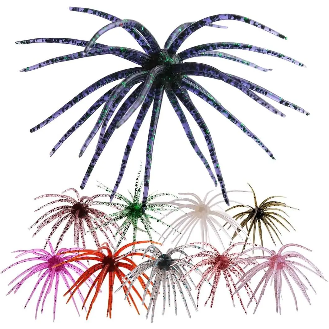 Sea Urchin Bait Soft Fishing Lures,Octop Squid Tentacle Silicone Baits, Soft Plastic Urchin Baits for Saltwater Freshwater Bass Trout Fishing