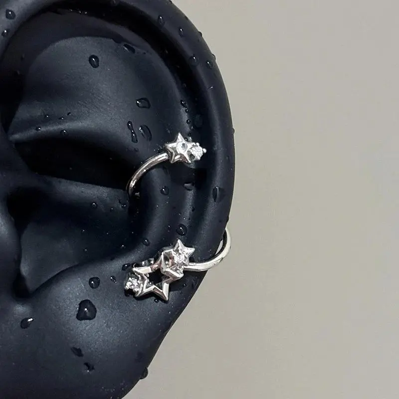 Women's 1PCS 316L Stainless Steel Star Spiral Planet Theme Ear Bone Nail - New Fashion Silver Color Earrings Accessories