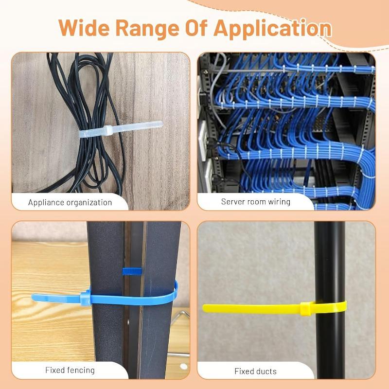 Reusable Zip Ties, 100pcs Colored Zip Tie Heavy Duty Outdoor Small Cable Ties, Releasable Tie Wraps, Wire Ties Removable for Cord Management (8 Inch)