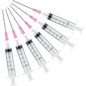 6PCS 5ML/CC Ink Filling Plastic Syringe with Blunt Stainless Needle Tip for Fountain Pen, Printer