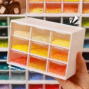 9-Compartment Craft Storage Box, Drawer-Style Organizer, Transparent Bead DIY Decor Box, Desktop Storage, Bean Tool Holder, Bead Storage Boxes, Divided Storage