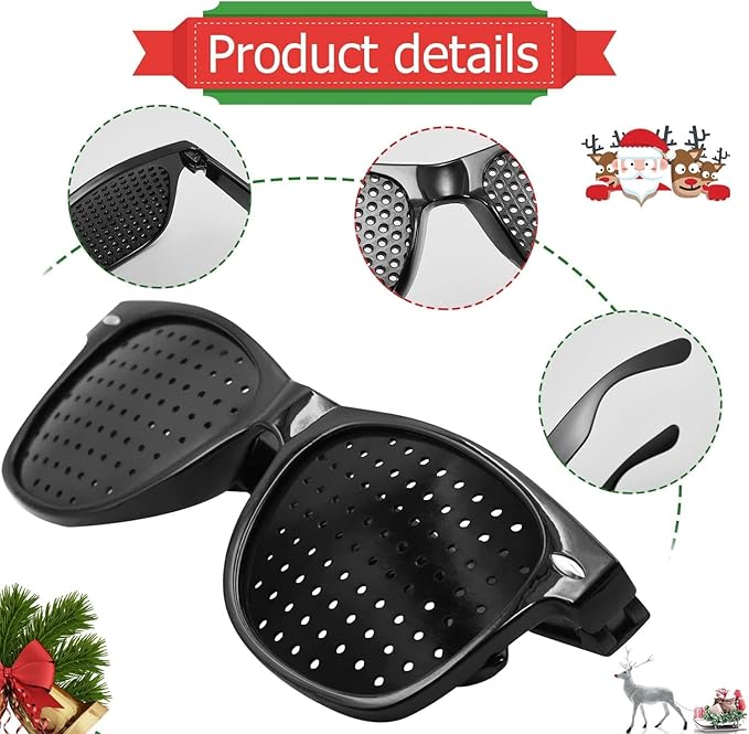 Unisex Pinhole Glasses for Eye Fatigue Relief – Lightweight Black Frame Vision Aid with Holes, Screen & Reading Eye Relaxation Tool