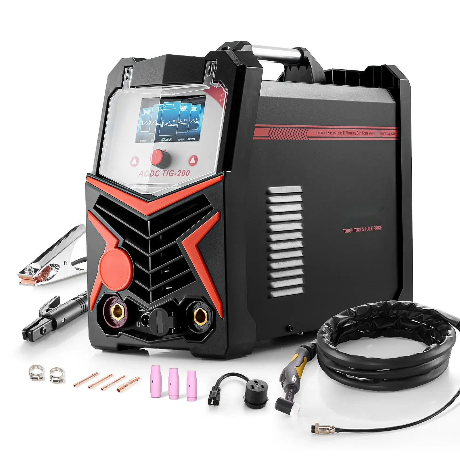 TIG Welder 6-In-1 AC/DC Inverter Welding Machine with Pulse, Spot, MMA and Stick Modes, IGBT LED Display, Digital Readout, Wide Amperage Range, Portable Heavy-Duty Multi-Process Welder for Home Workshop