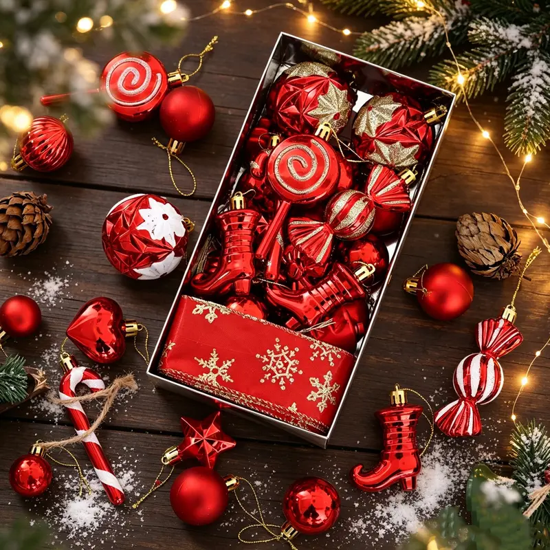 26/30 colorful candy Christmas decorations, exquisitely crafted, suitable for decorating Christmas trees at home, outdoors, in malls, and parks, and also make for ideal Christmas gifts