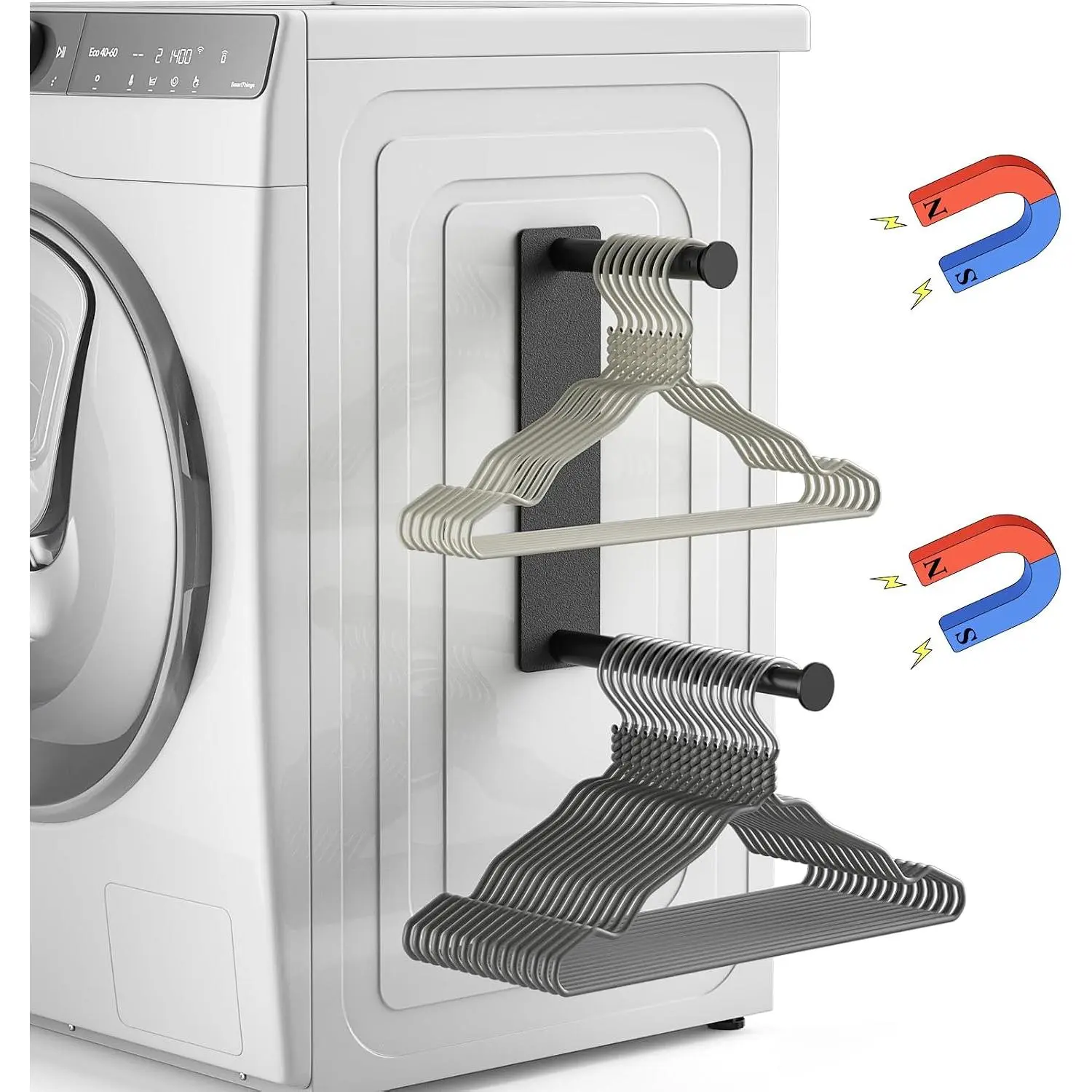 Hanger Organizer Stacker,  Hanger Holder, Extendable Hanger Storage Rack for Washing Machine Closet Laundry Room Organization, Hanger Stand Rack for Adult   Hangers (Black)