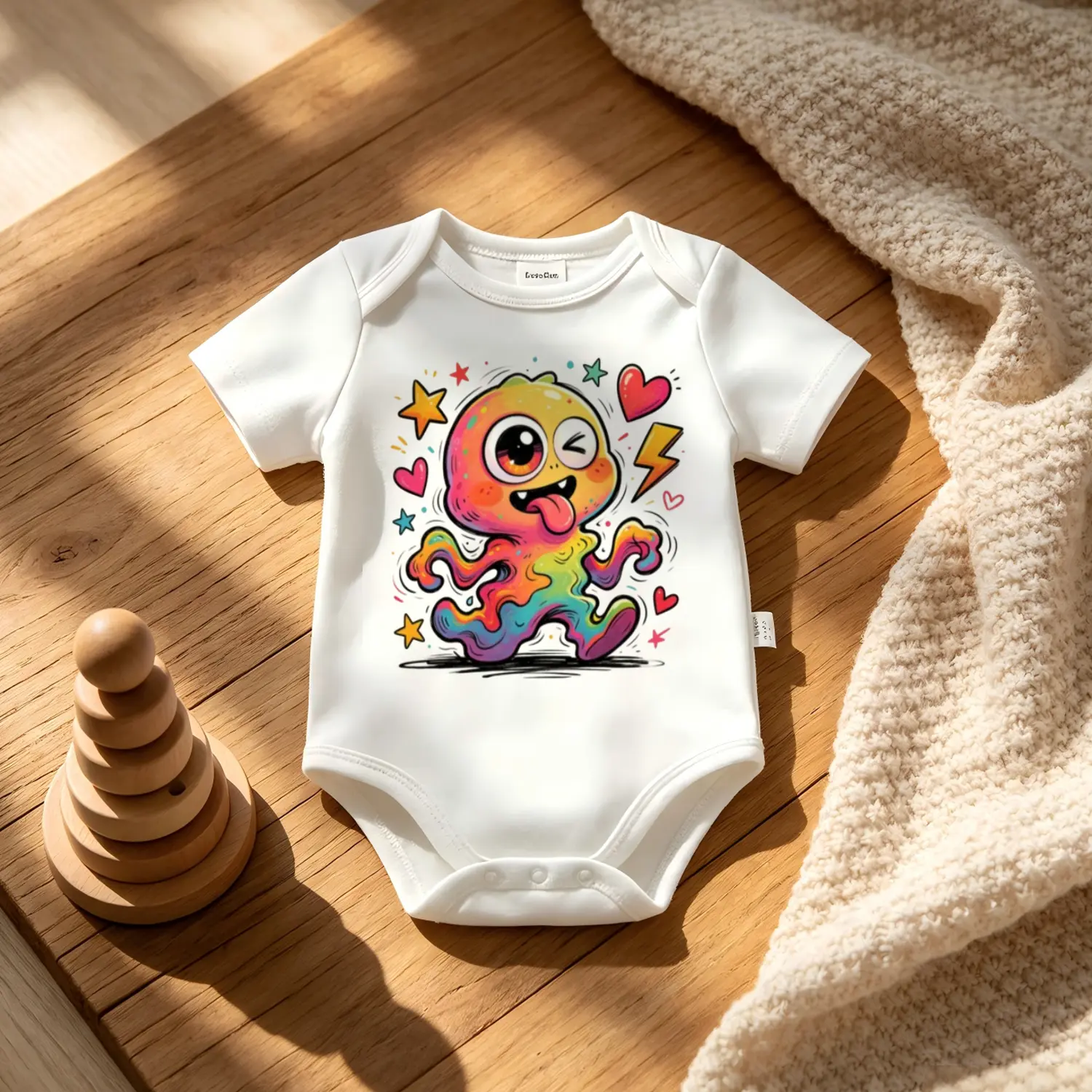 Whimsical Alien Doodle Baby Onesie, Soft Cotton Short Sleeve Bodysuit for Newborn Essentials, Cute Unisex Summer Baby Clothes Baby Shower Gift
