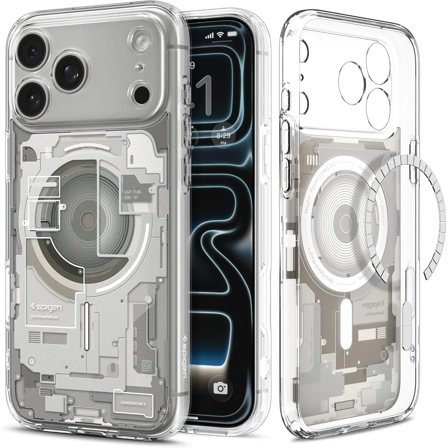 Magnetic Magsafe Ring Phone Case for Spigen iPhone 17 Pro/Pro Max - Wireless Transparent TPU Casing with Circuit Board Design, Full Coverage, Shockproof, Anti-Drop, Waterproof Protection, Black Border Handheld Device Accessory for Bratz Girls slim cover