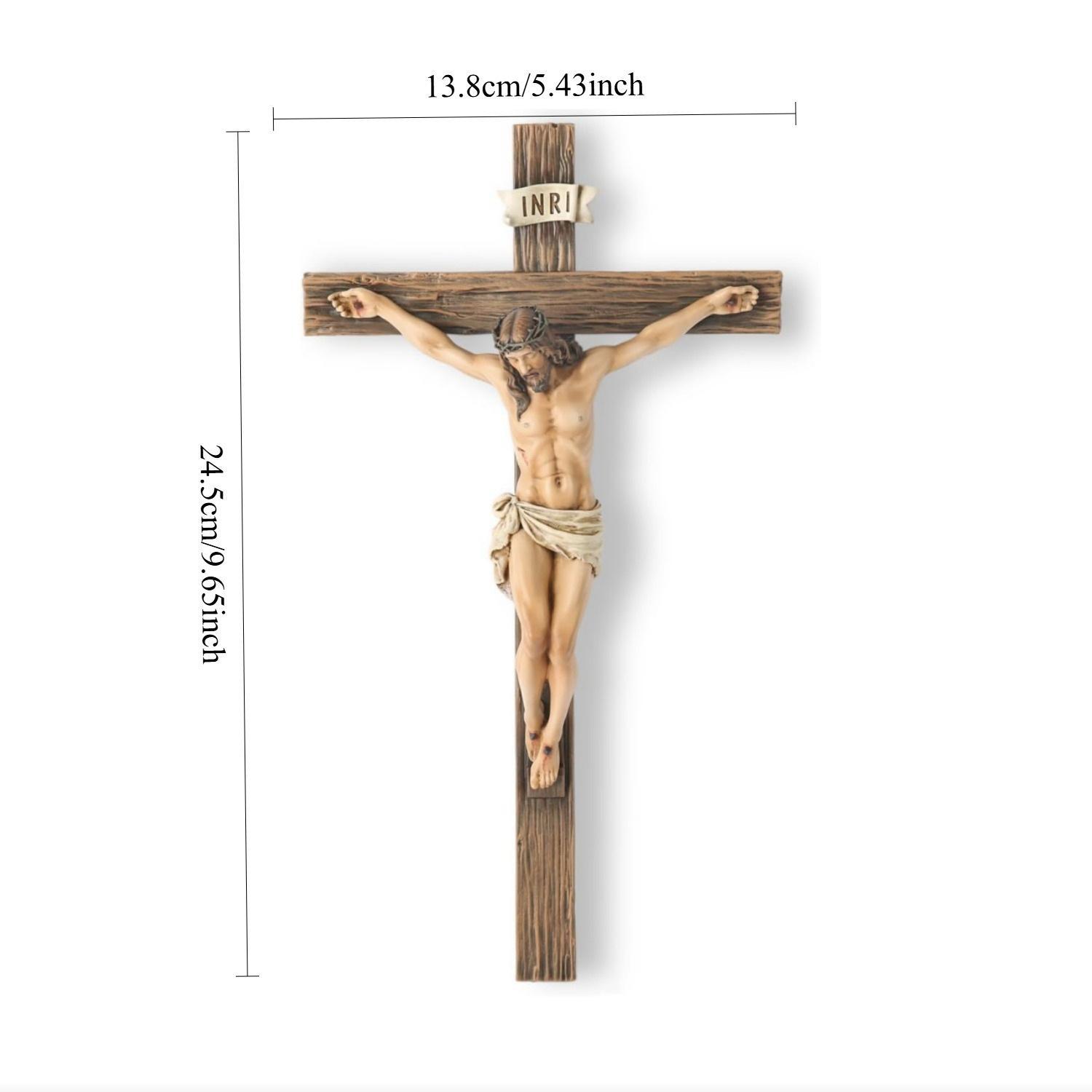 Catholic Crucifix Wall Cross 9.65"H Renaissance Sculpture Handmade Inspirational Home Décor Religious Devout Gift Artistic Detailing Ornaments Decor
