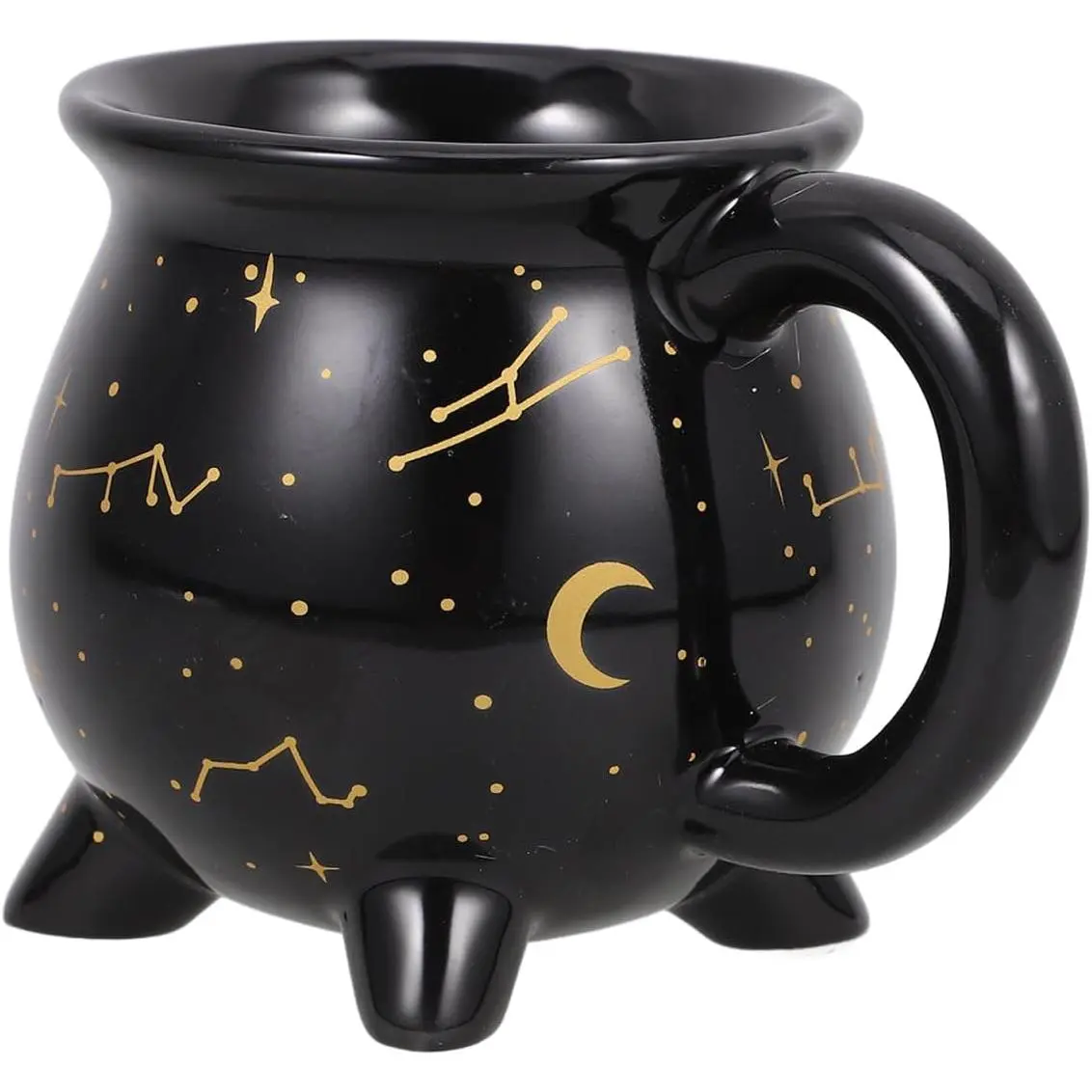 Halloween Cauldron Mug - 10oz (300mL) Modern Ceramic Coffee Cup with Astral Print, Microwave Safe for Cocoa, Halloween Parties, Gifting, Desk Decor, Party Gift