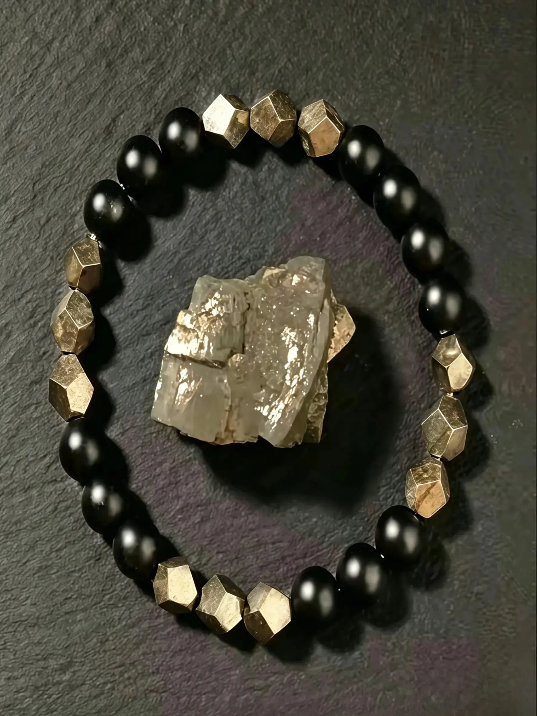Pyrite Prosperity Bracelet, Wealth Attraction Bracelet, High-Quality Bracelet, Exquisite Bracelet, Natural Pyrite and Agate Beads, 8mm Round Stone Guardian Jewelry Gift