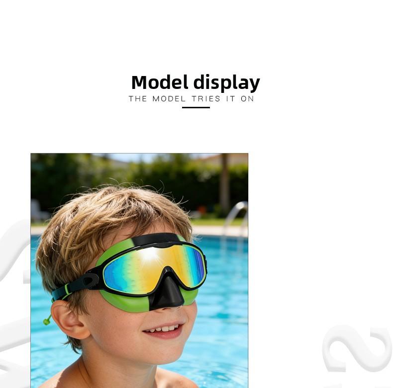 Best-selling children's swimming goggles, adult large-frame nose-protecting waterproof anti-fog high-definition swimming goggles