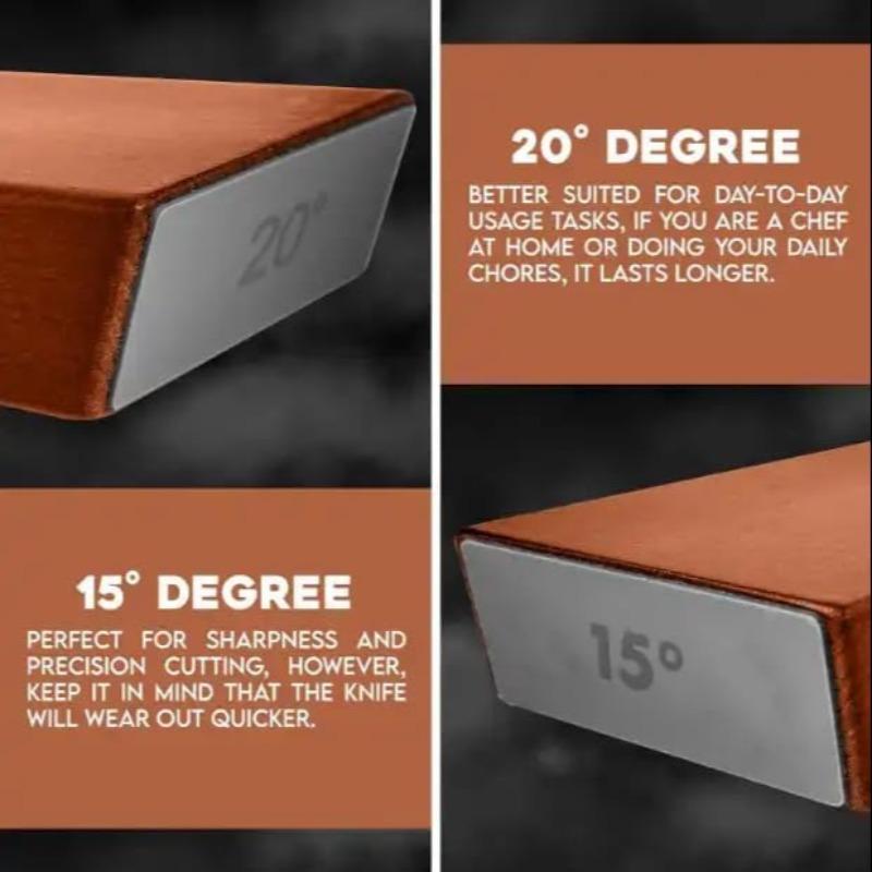 Manual Knife Sharpener, 1 Set  Wooden Knife Sharpening Stone with Two Grinding Angles Of 15° and 20°, Knife Sharpening Tool for Home Kitchen, Kitchen Accessories