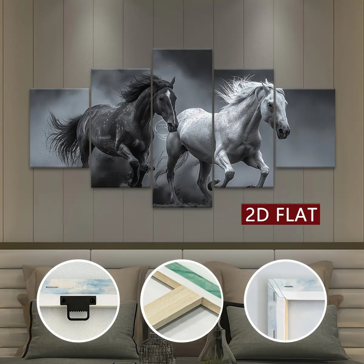 5-Piece Running Horse Canvas Posters, Fashion Indoor Art Print for Bedroom Decor, Home Decor Wall Art for Kitchens, Dormitories, Decorating
