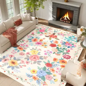 Washable Collapsible Area Rug - Soft Carpet with Non-Slip Backing for Living Room, Bedroom, Entryway