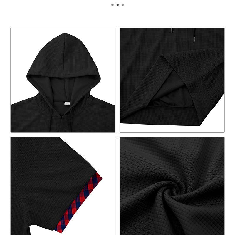 Short-sleeved Men's T-shirt, Sports and Leisure Fashion Solid Color Hooded Polo Shirt for Men