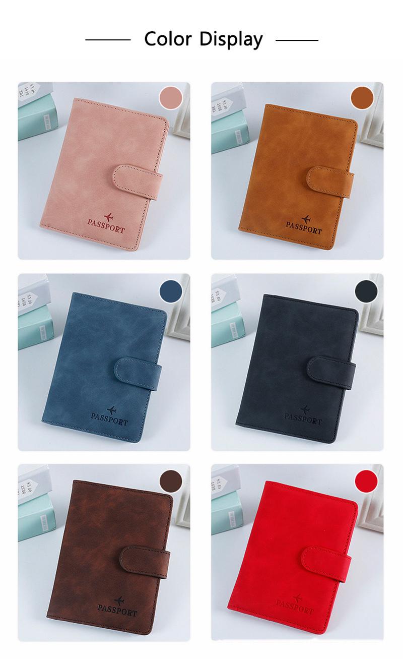 Leather Passport Holder Covers Case Waterproof Travel Credit Card Wallet Cute Passport Book for Women/Men Buckle Passport Cover