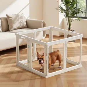 Clear Acrylic Indoor Pet Playpen, Sturdy, Easy Assemble & Clean, Ideal for Puppies, Small Dogs, Rabbits and Guinea Pigs