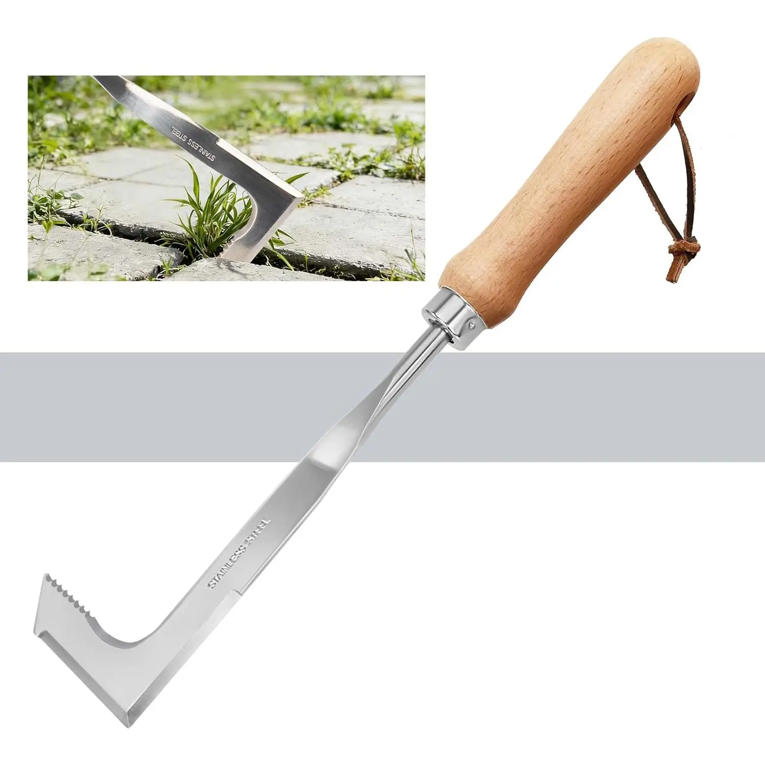 Crack Weeder, Stainless Steel Crevice Weeding Tool, L-Shaped Side-Walk Weed Puller Spatula, Efficient Manual Weeder for Sidewalk, Paver, Narrow and Wall Gaps