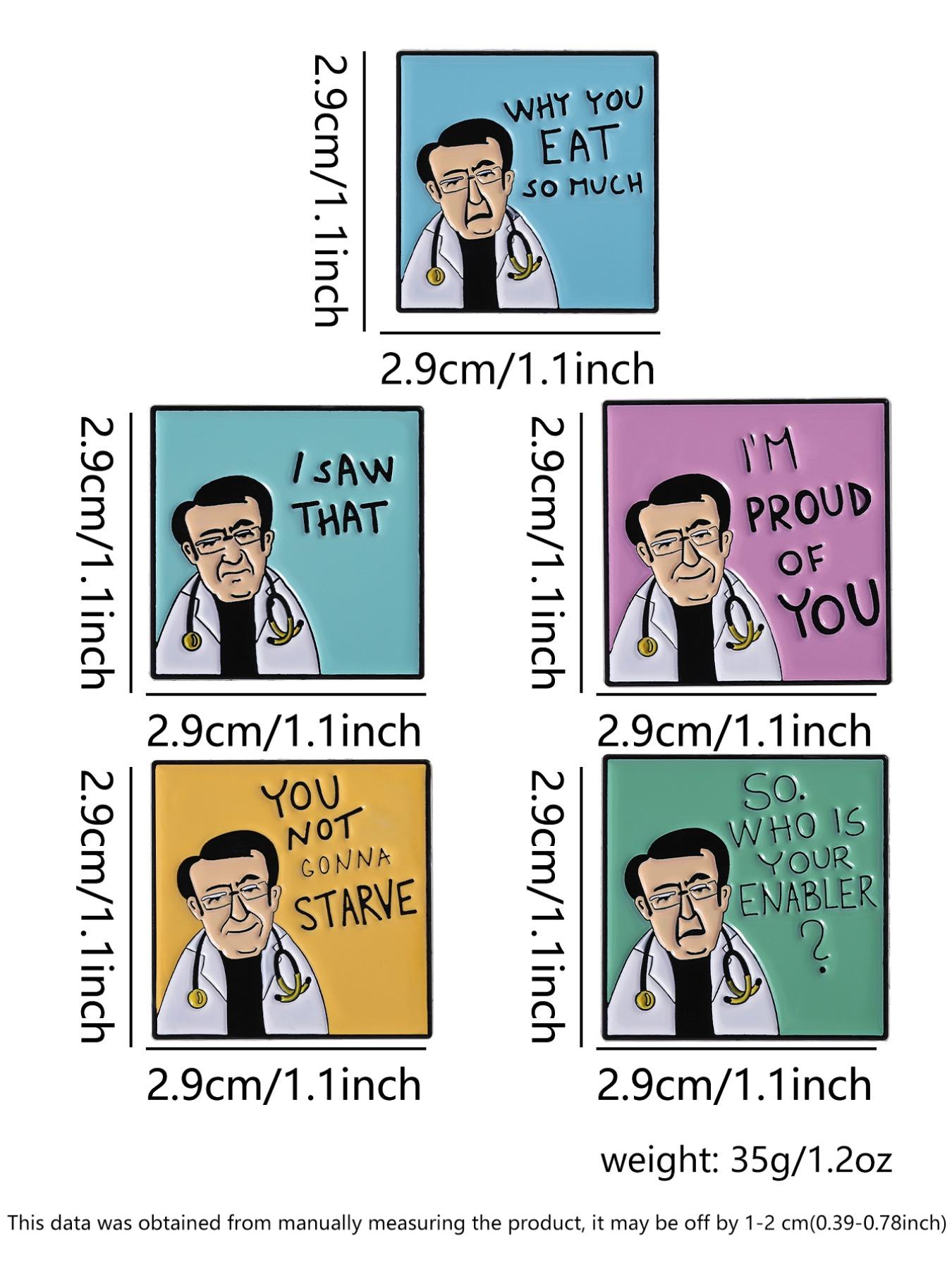 5 Cartoon Doctor Badges, Funny Medical Humor Pins, Enamel Metal Craft, Perfect Gift for Healthcare Workers & Students Backpack Decoration 5 Cartoon Doctor Badges, Funny Medical Humor Pins, Enamel Metal Craft, Perfect Gift for Healthcare Workers & Students Backpack Decoration