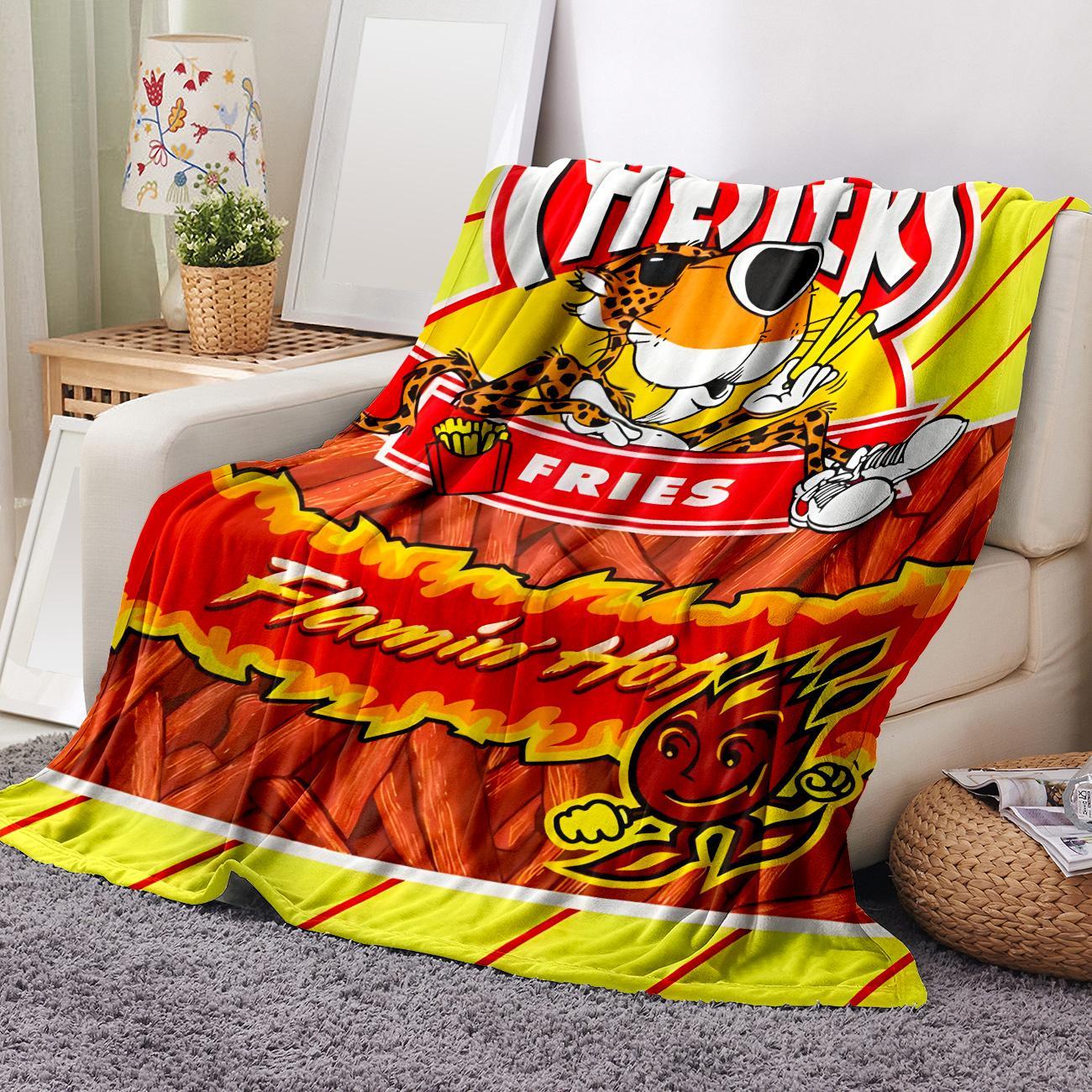 Corn Chips Pattern Flannel Plush Blankets, 1 Count Multifunctional Throw Blanket, Warm Nap Blanket for Home Office Travel Camping, Comfy Blankets