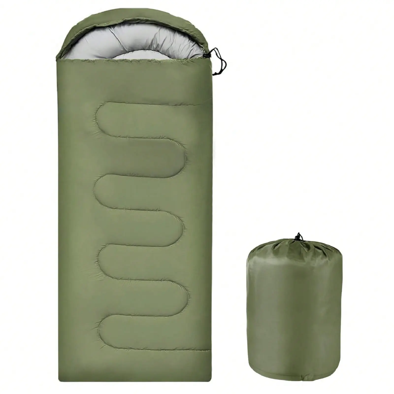 Adult Sleeping Bag 68ft Teen Child, Camping Sleeping Bag 3 Seasons Warm and Cool Weather, Waterproof Sack with Storage Survival Gear Hiking, Outdoor Travel Men Women Children Rock Climbing Hunt (Black/Green)