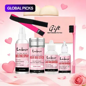 6 Piece Set Lace Fusion Spray for Wig Edges, Includes Wax Stick, Glue, Remover, Elastic Bands, and Edge Brush, Hair Styling Kit, Hair Care Products