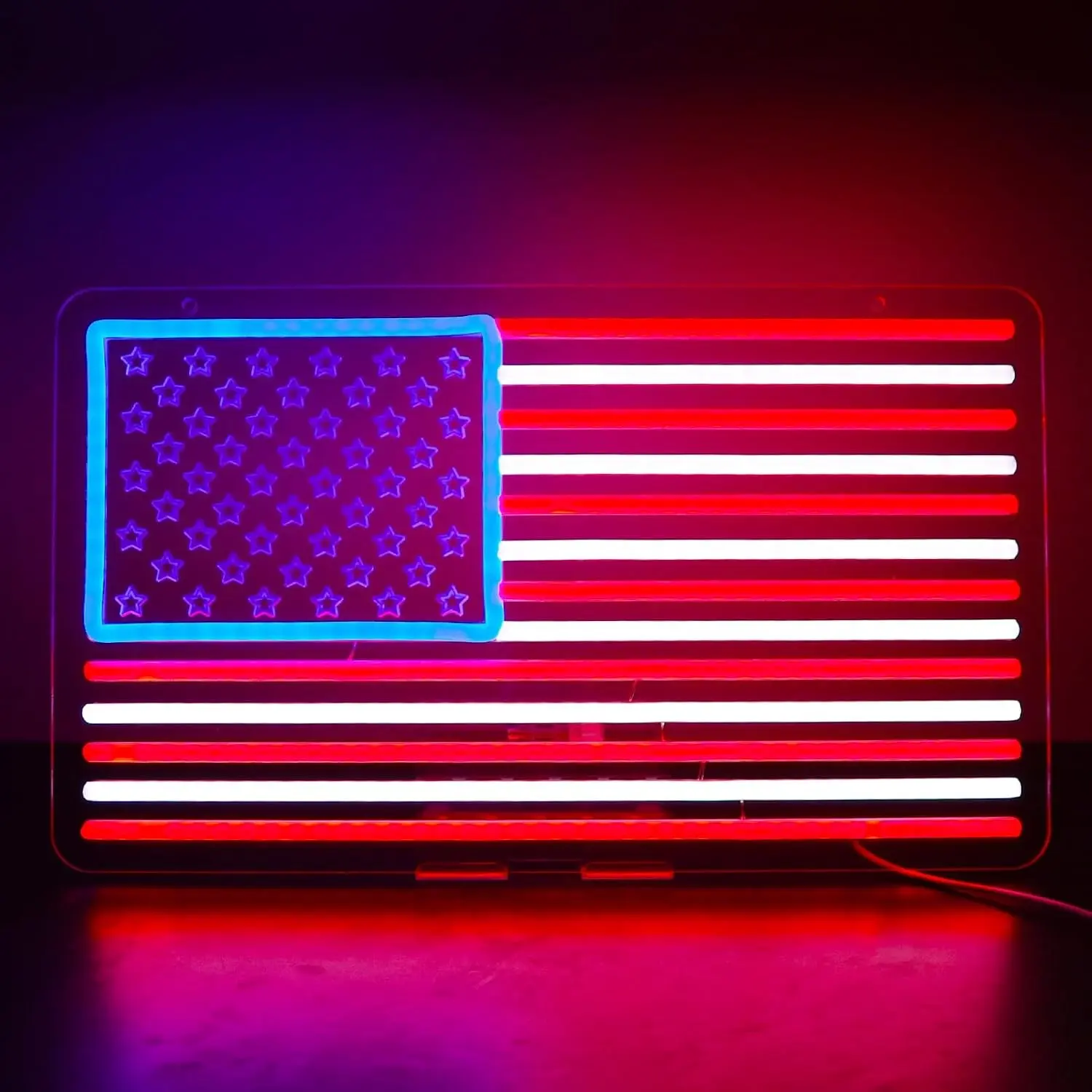 Us Flag Neon Light Sign, Usa Wall Decor Neon Lamp, USB Powered, Adjustable Brightness, Ideal for Bedrooms, Garages, Party Gifts