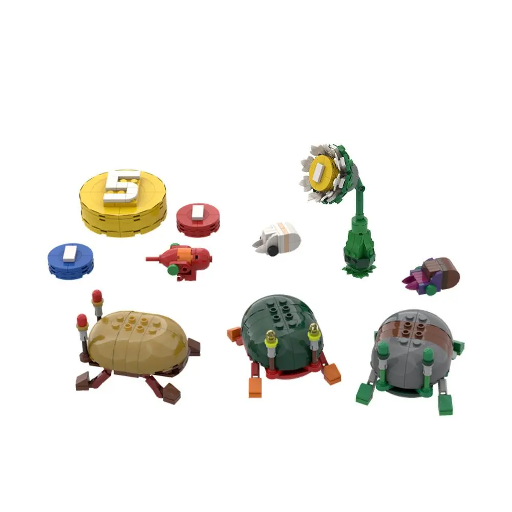 MOC Popular Game Pikmined Bugs and Pellets Building Blocks Model Cute Insects Creative Bricks Assembly Toys Kids Birthday Gifts
