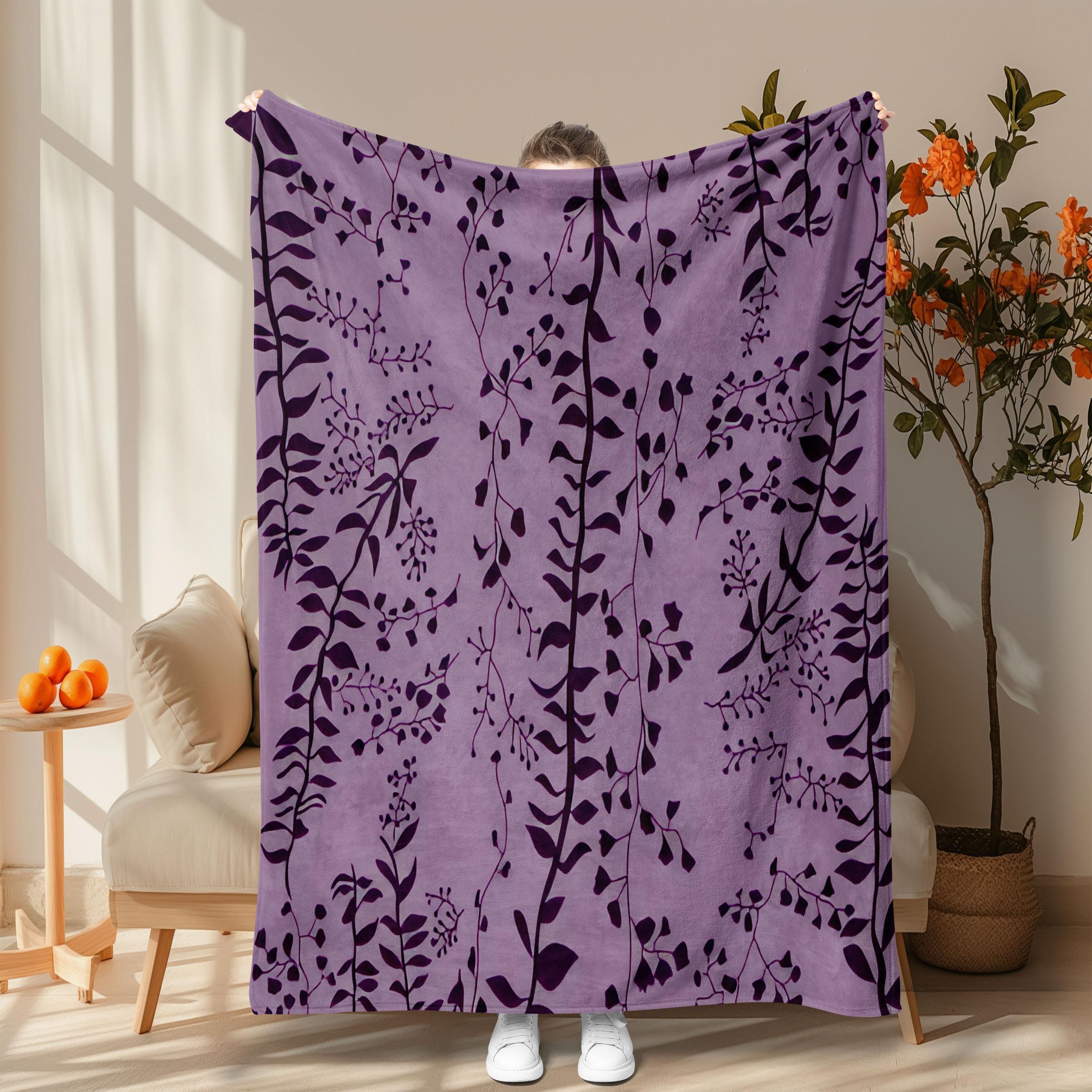 Leaf Pattern Blanket, Floral Blanket, Soft Comfortable Throw Blanket, Warm Napping Blanket for Home Office Travel Camping, Soft Comfy Blanket