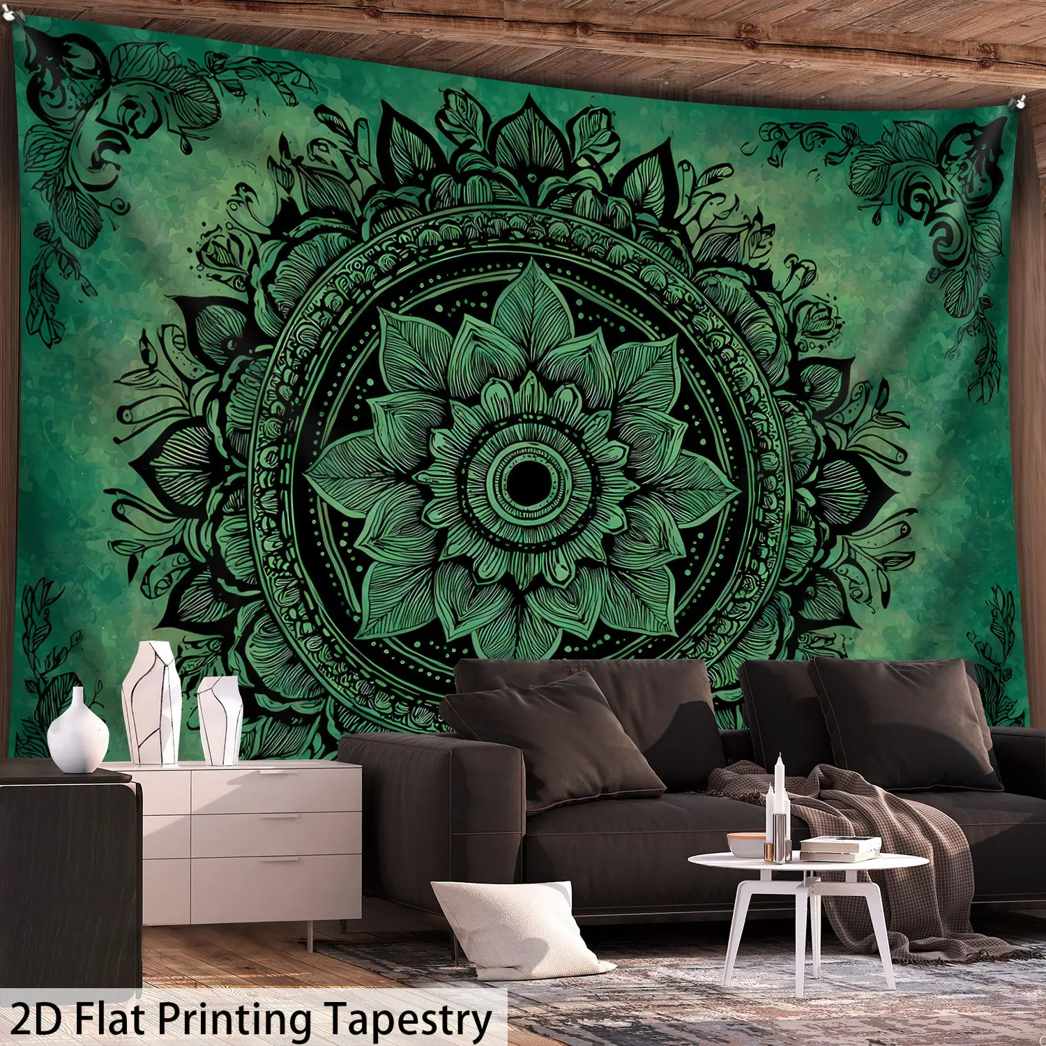 1pc- Retro Mandala Pattern Ethnic Bohemian Style-Ultra Large Size- HD Digital Printing Huge Tapestry- Polyester- Home Decoration- with Free Hanging Clips