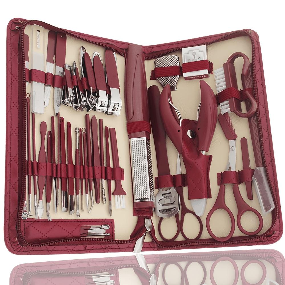 Professional Nail Clipper Set with Leather Storage Case, 10/42pcs Stainless Steel Nail Clippers Kit, Cuticle Pusher, Manicure & Pedicure Tool for Home & Salon Use