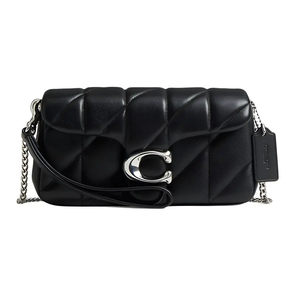 Coach TabbyChain 19 Handbag with Dual Compartments, Lambskin, Small Crossbody Clutch for Women, Black