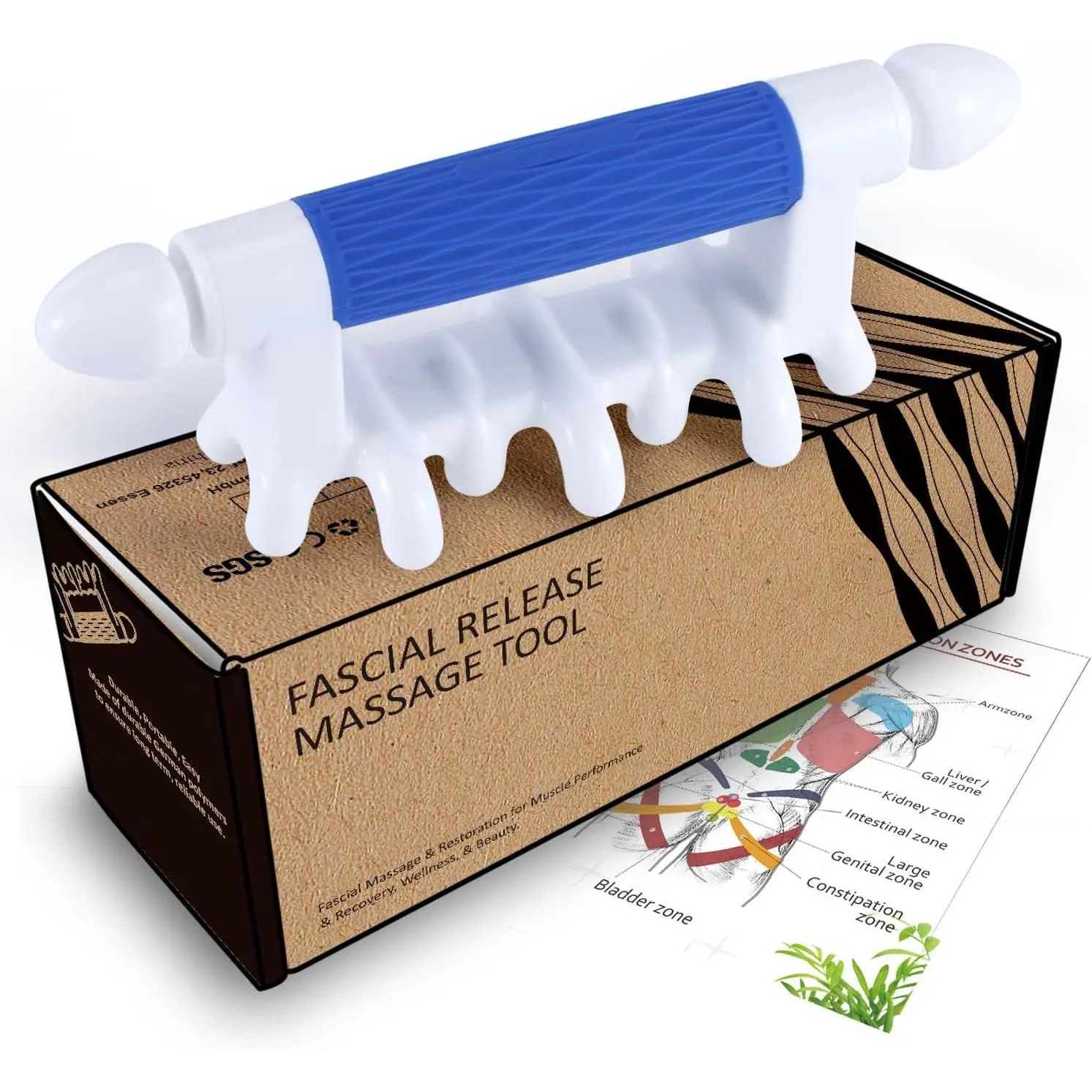 Fascia Massage Tool Myofascial Release Blaster Tools for Anti-Cellulite Skin Soothing Lymphatic Drainage Trigger Point Deep Tissue Neck,Shoulder,Lower Back,Psoas,Thighs,Butt & Full Body (Blue)Gift.